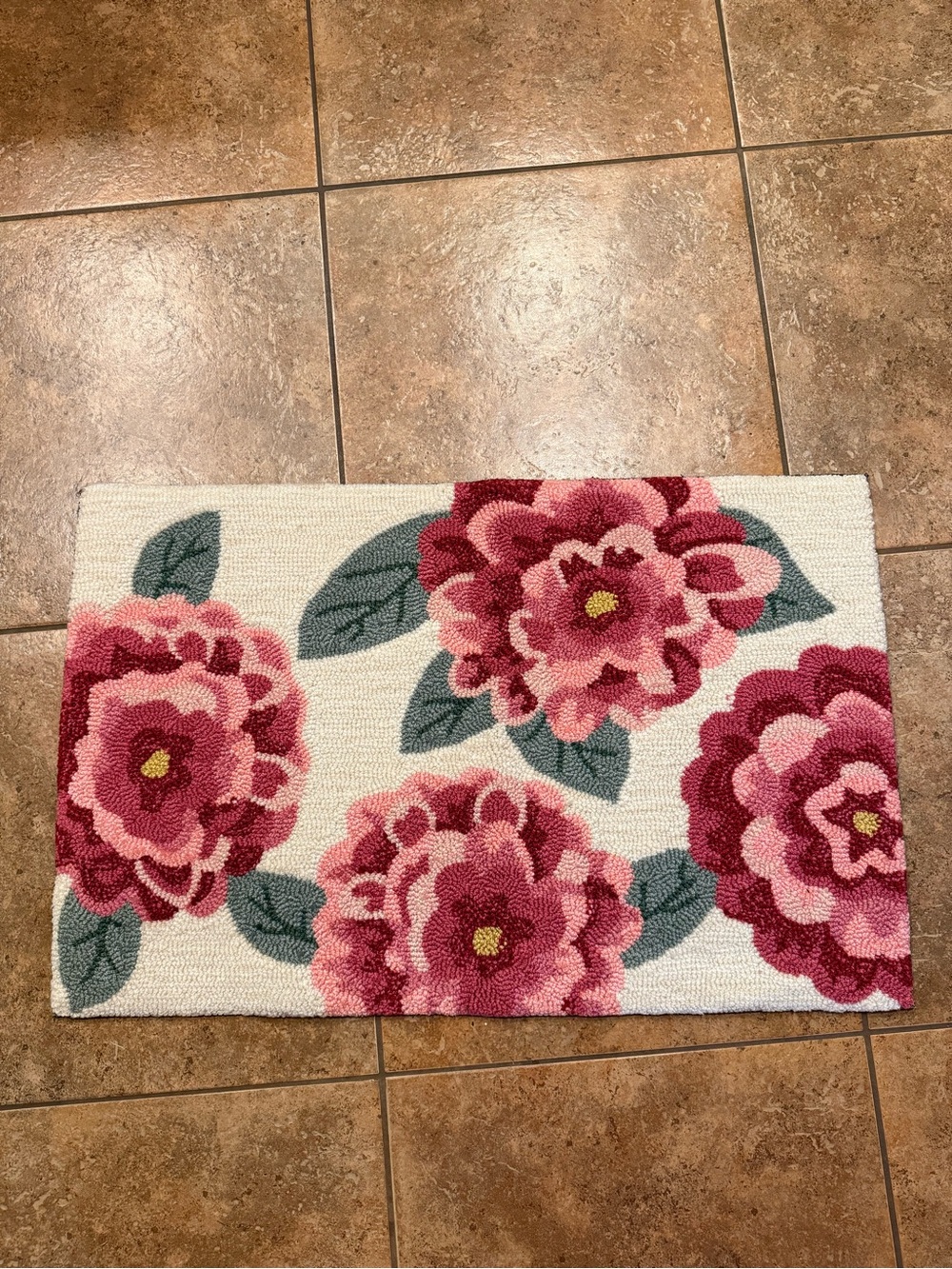 Anthropologie Floral Hooked Accent Rug 20" x 32"